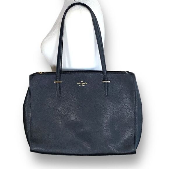 Kate Spade Cedar Street Jensen Tote Bag Black Textured Saffiano Leather